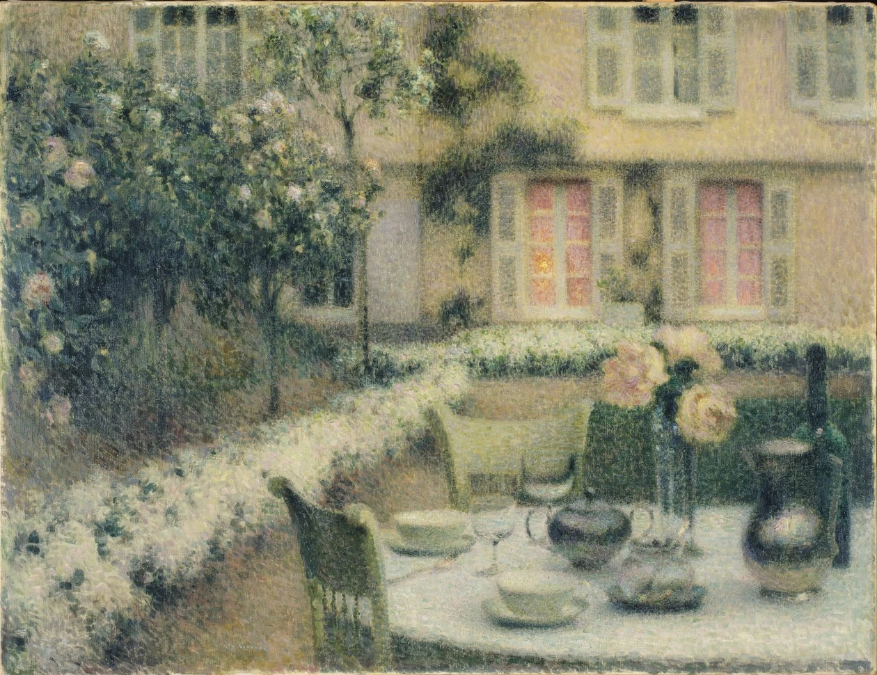 Henri Le Sidaner - 116, Il tavolo nel giardino bianco di Gerberoy (Piccardia), 1906